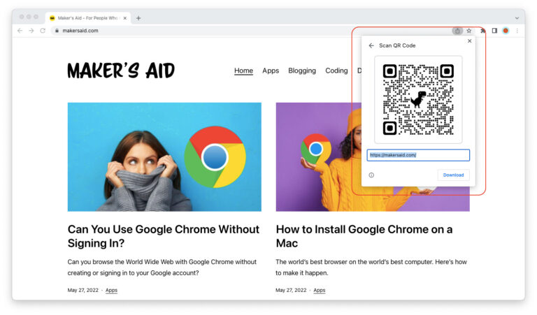 How to Generate a QR Code in Google Chrome - Maker's Aid