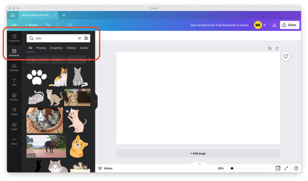 How to Search for Free Elements in Canva - Maker's Aid