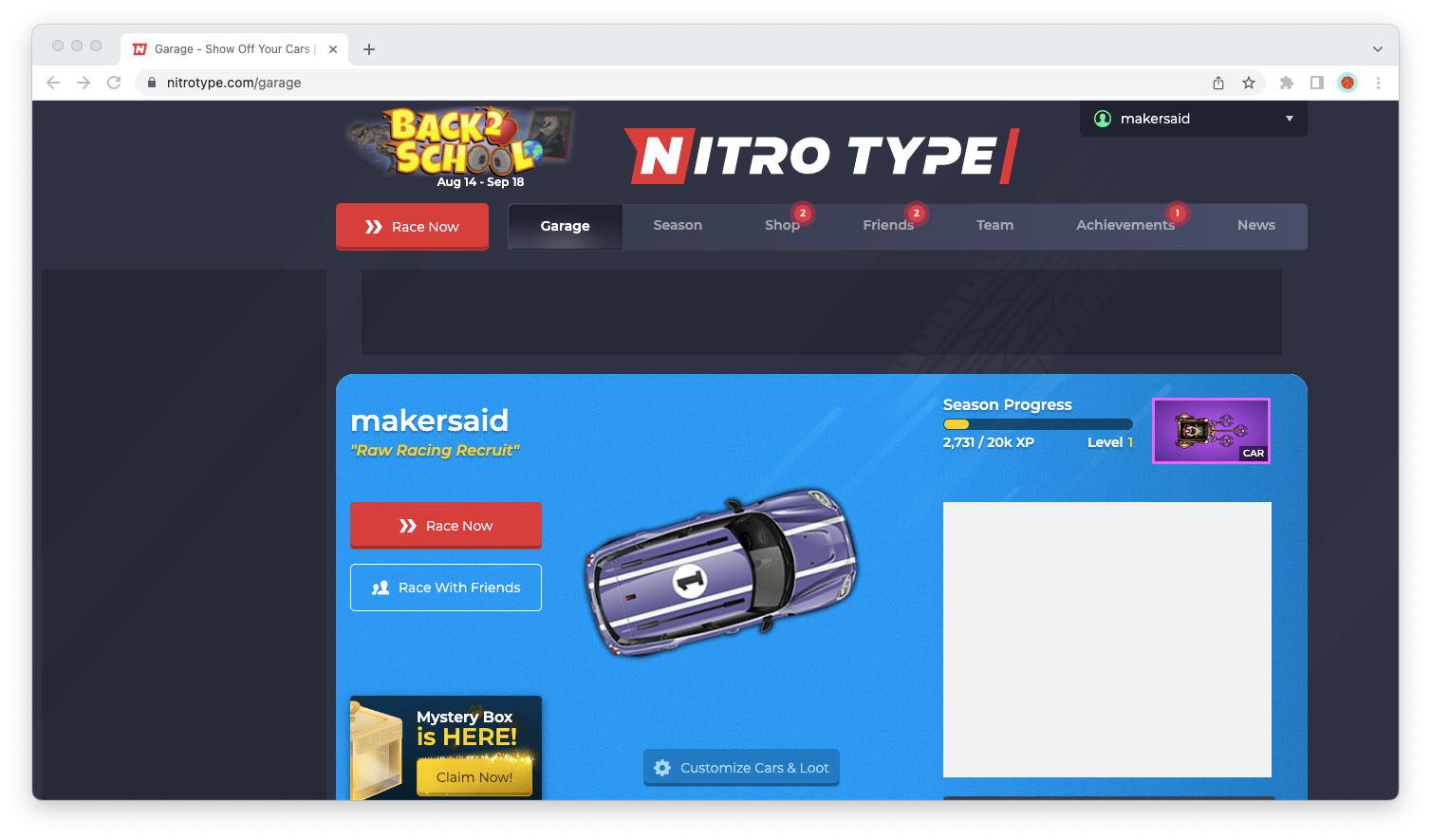 New Nitro Type teacher tools available through Clever