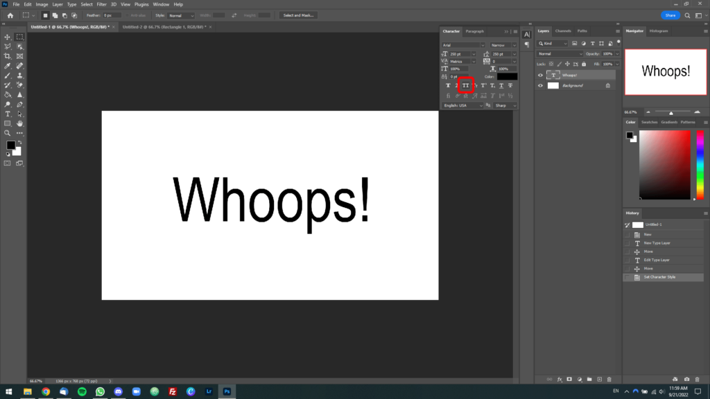 adobe photoshop 2017 stuck in all caps